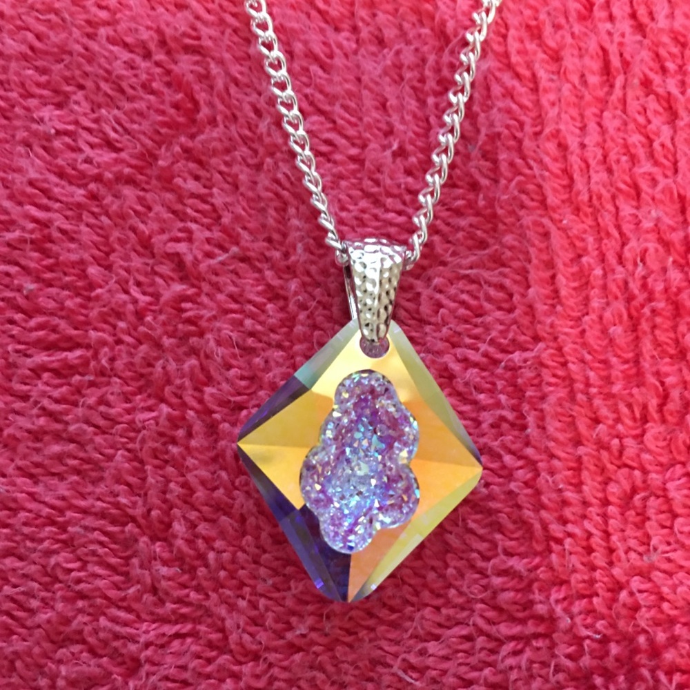 Swarovski 26mm Growing Crystal Rhombus Pendant AB